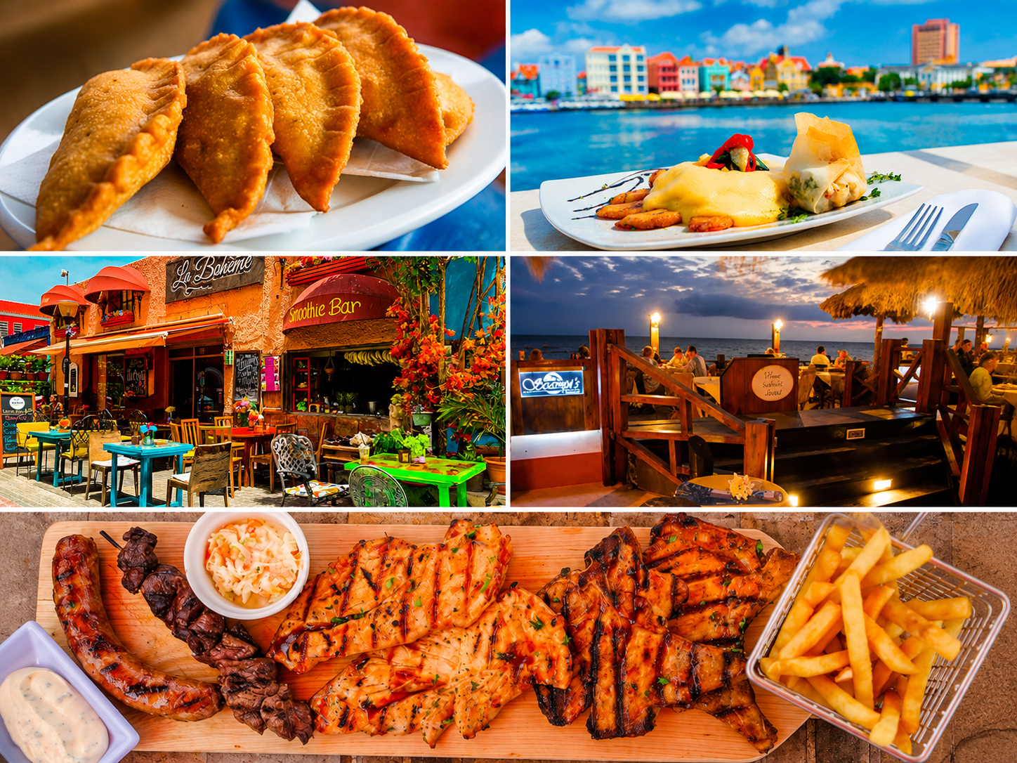Curacao Caribbean dining collage and delights