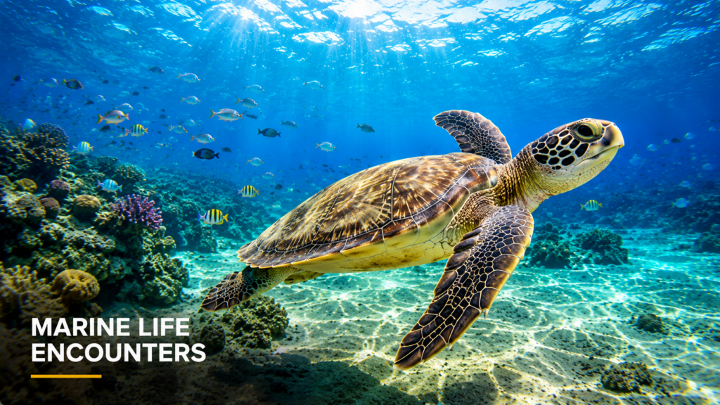 underwater turtle encounter in vibrant reef