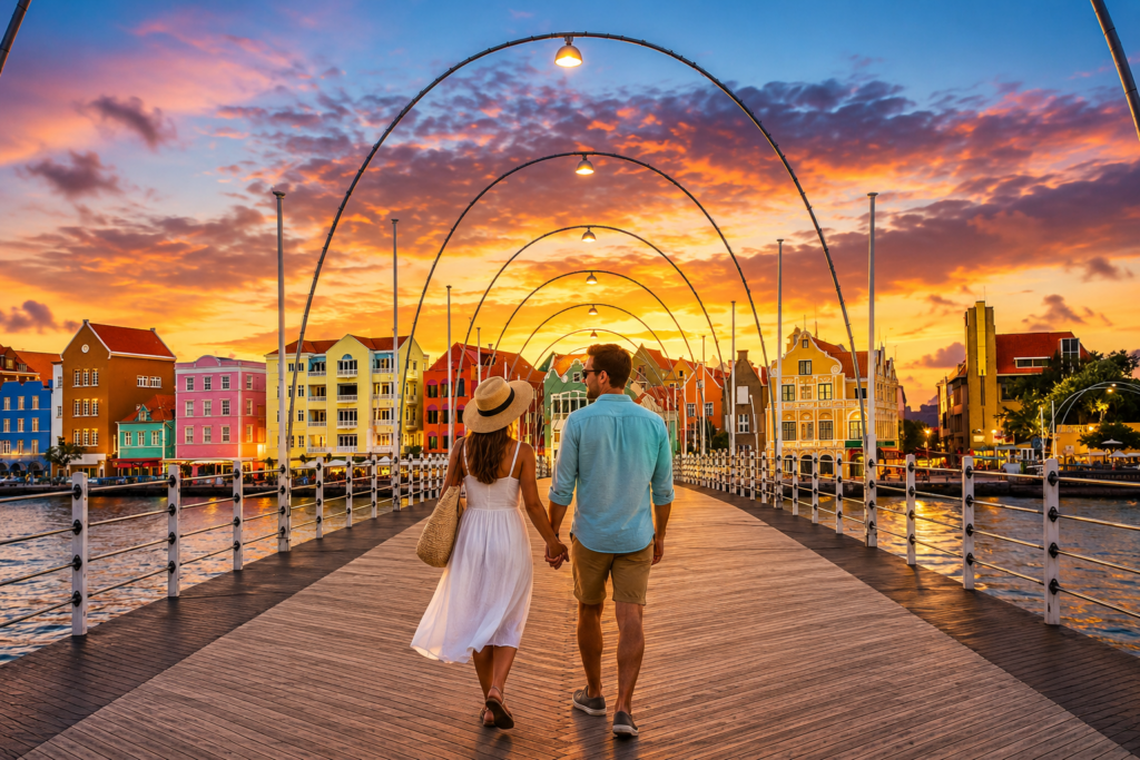 curacaoservices.com sunset stroll by the waterfront floating bridge in punda