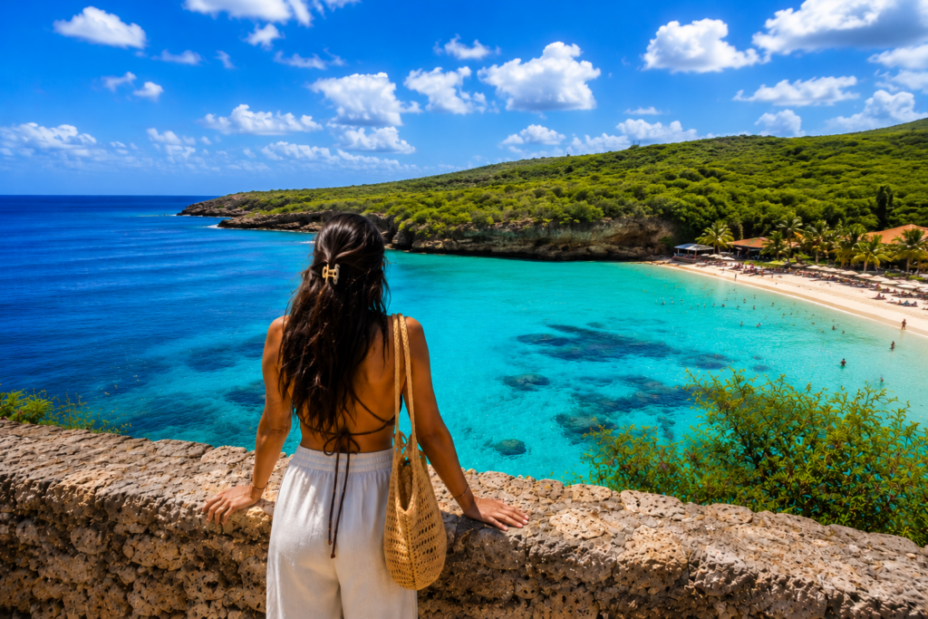 overlooking grote knip bach curacao scenic tropical bay and coastline