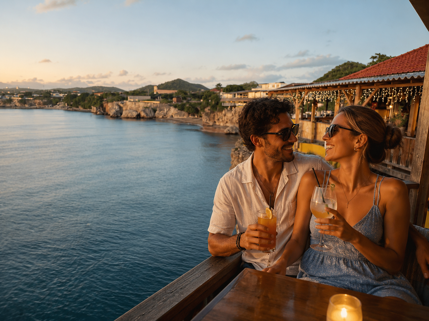 Romantic sunset restaurant dining in Curaçao